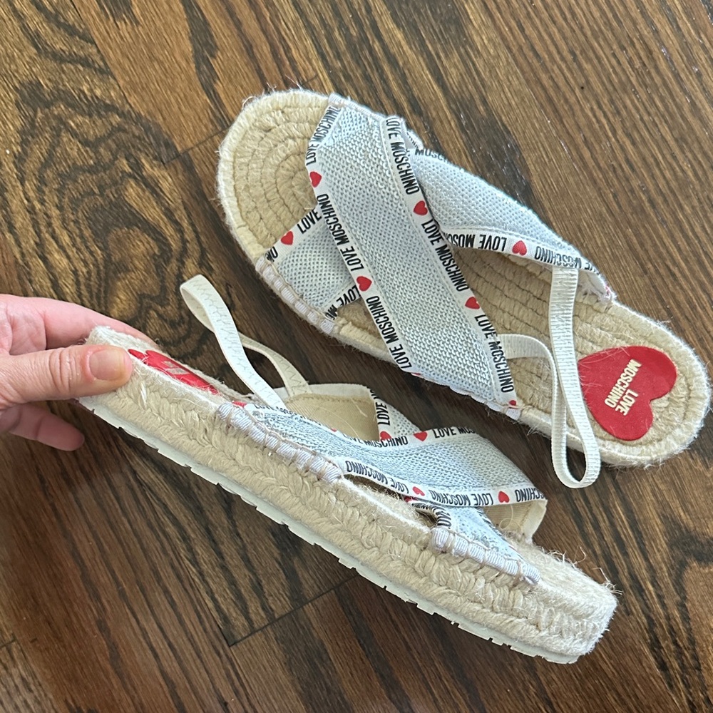 Love Moschino Cream and White Espadrilles